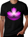 Lotus Flower Graphic Tee - Black Casual T-Shirt