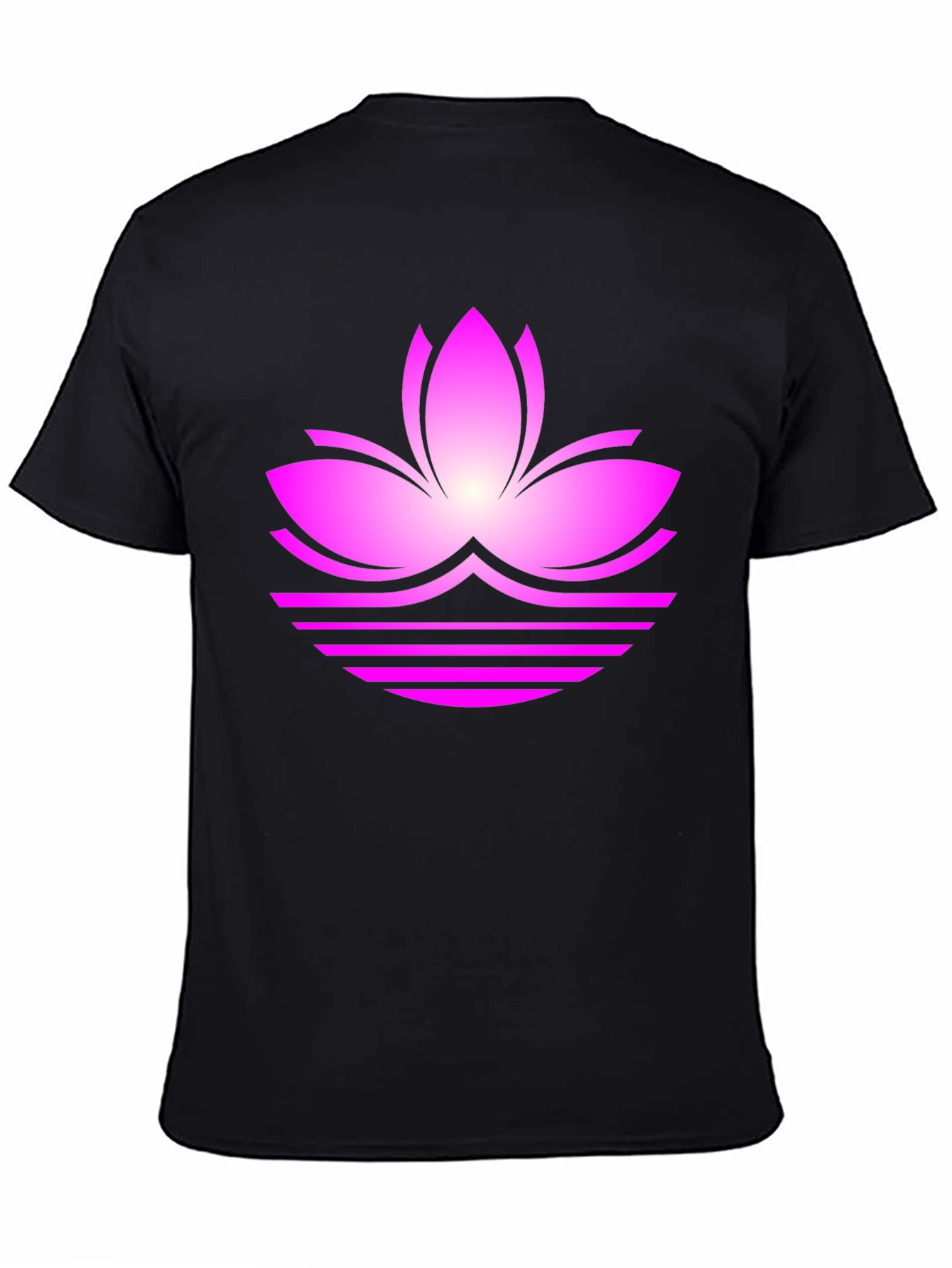 Lotus Flower Graphic Tee - Black Casual T-Shirt