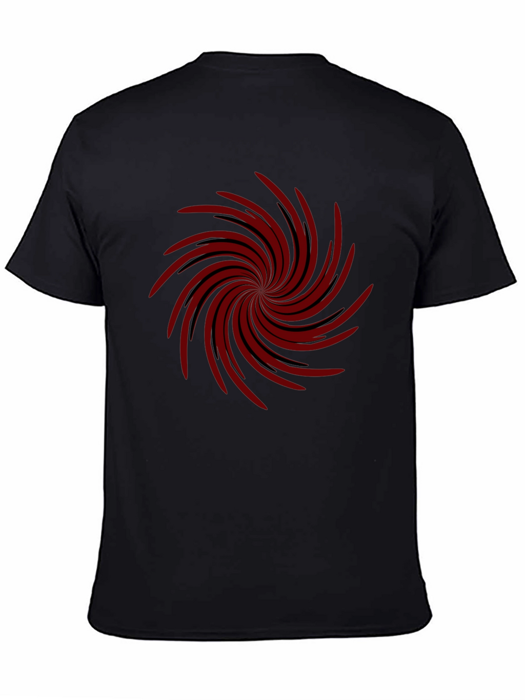 Mens Black T-shirt with Red Spiral Design