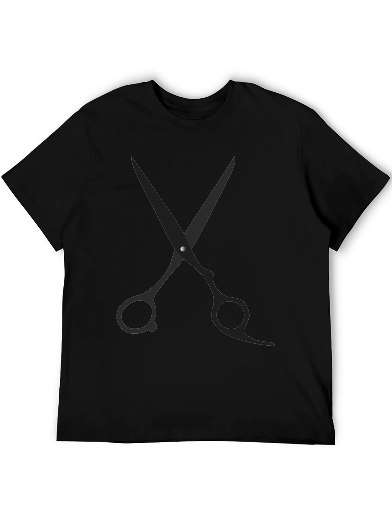 Barber Scissors Graphic Tee - Black Cotton Blend