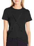 Barber Scissors Graphic Tee - Black Cotton Blend