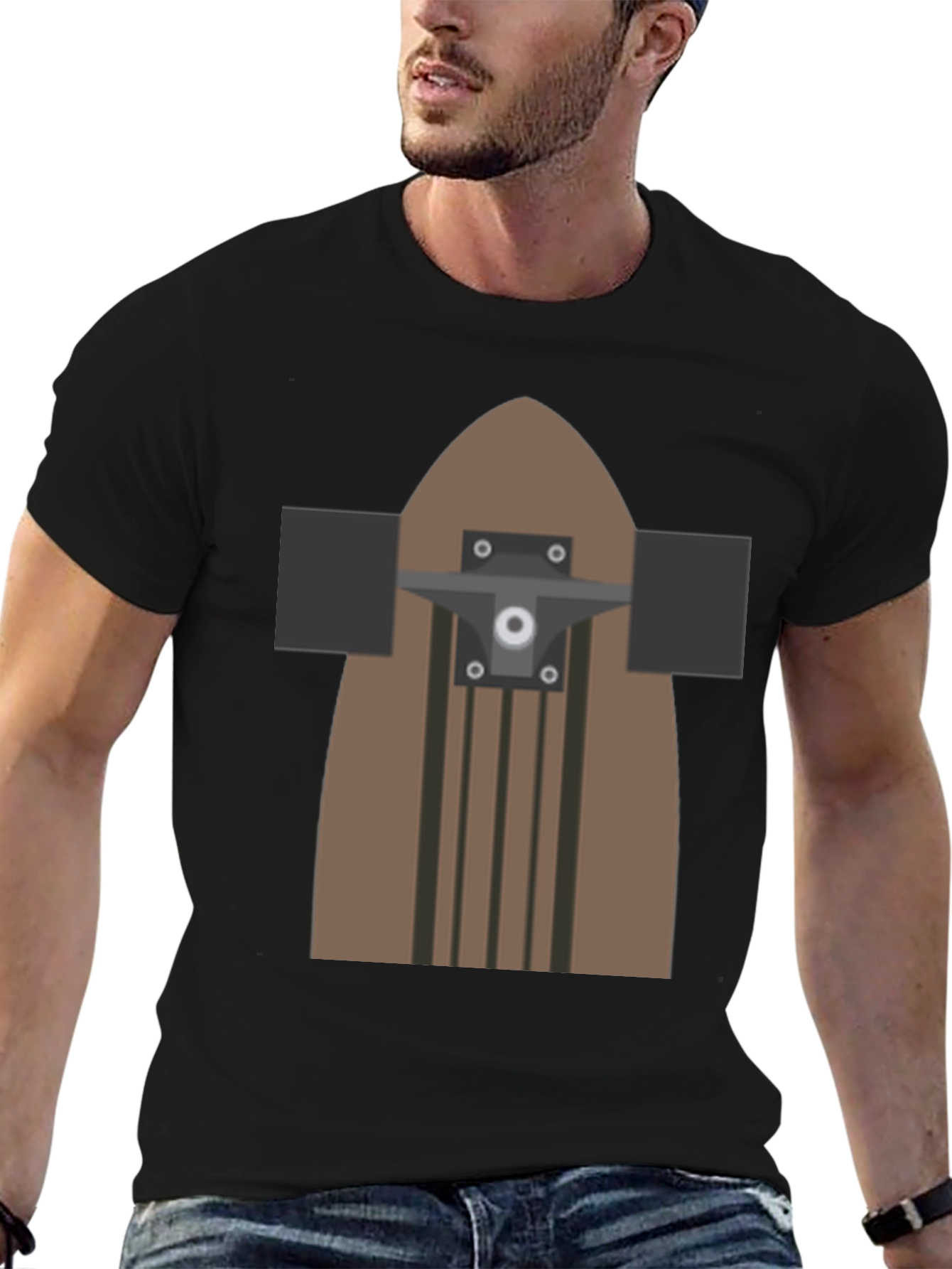 Skateboard Graphic T-Shirt - Casual Black Tee