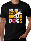 Real Men Love Dogs Graphic T-Shirt - Black