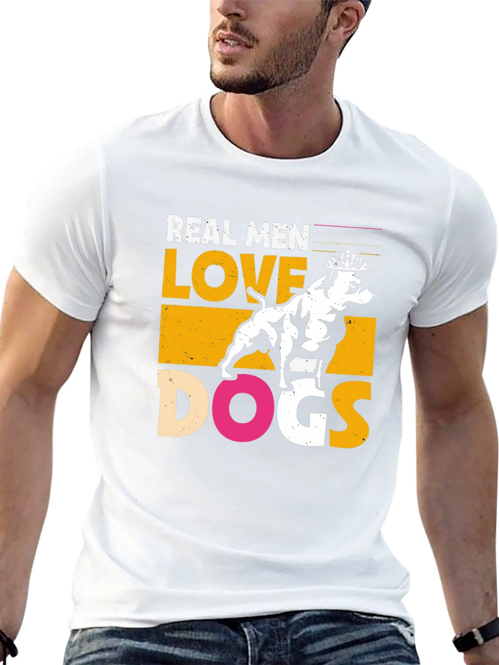 Real Men Love Dogs Graphic T-Shirt - Black