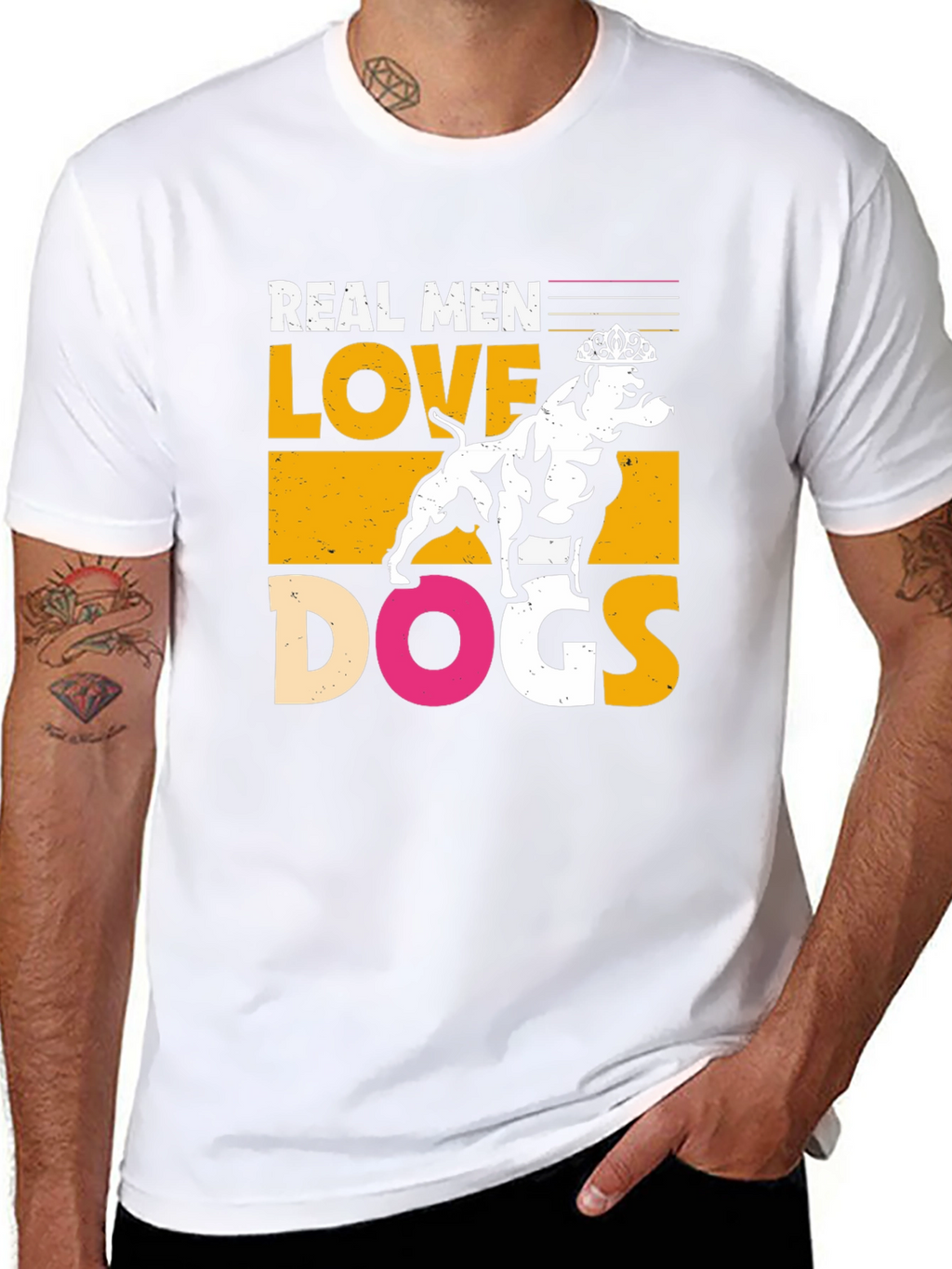 Real Men Love Dogs Graphic T-Shirt - Black