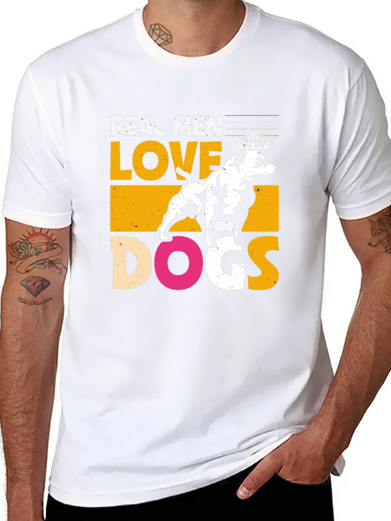 Real Men Love Dogs Graphic T-Shirt - Black