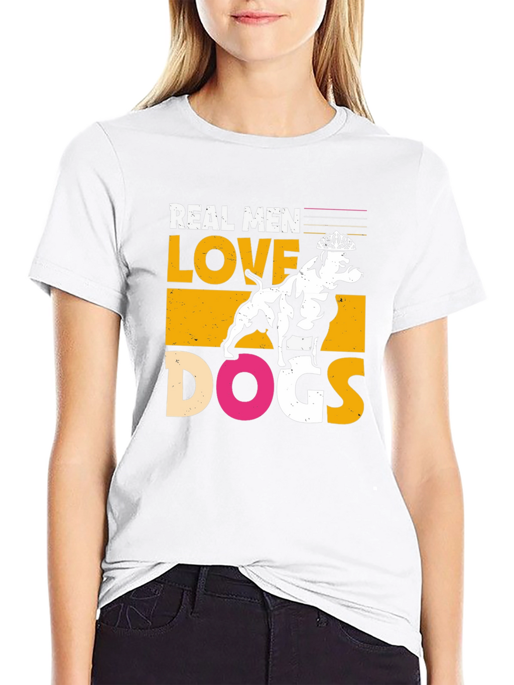 Real Men Love Dogs Graphic T-Shirt - Black