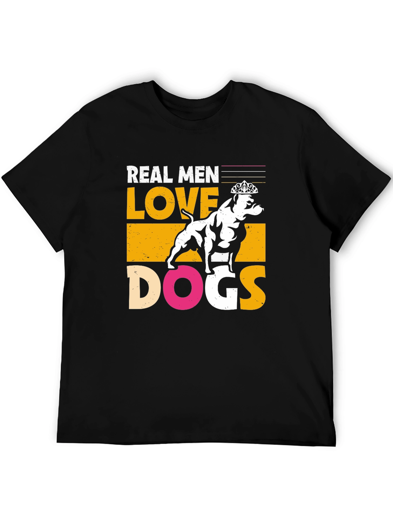 Real Men Love Dogs Graphic T-Shirt - Black