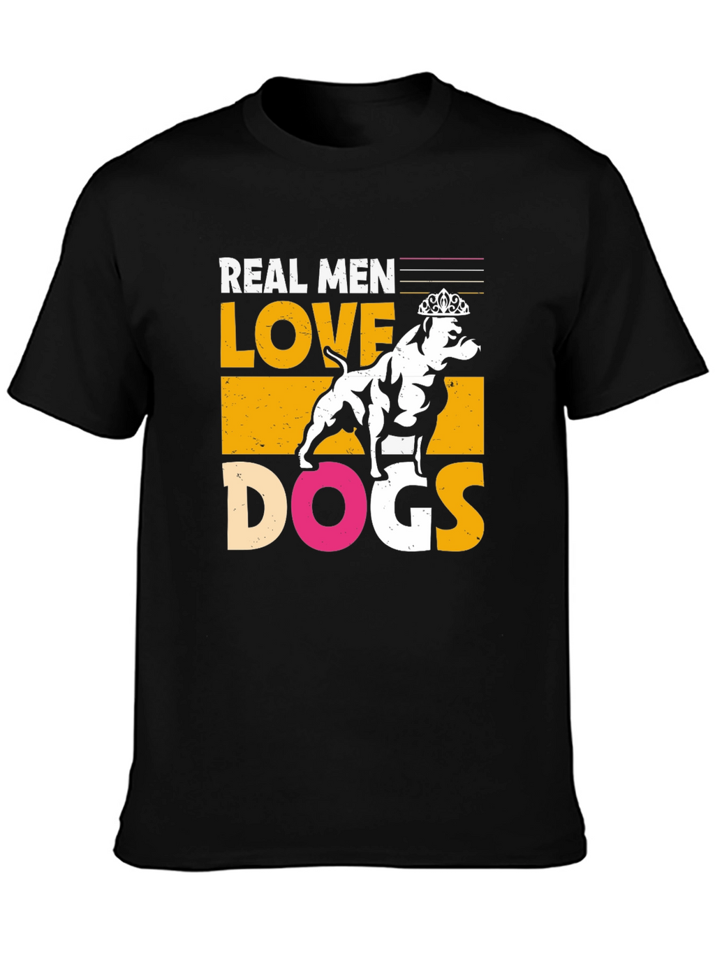 Real Men Love Dogs Graphic T-Shirt - Black
