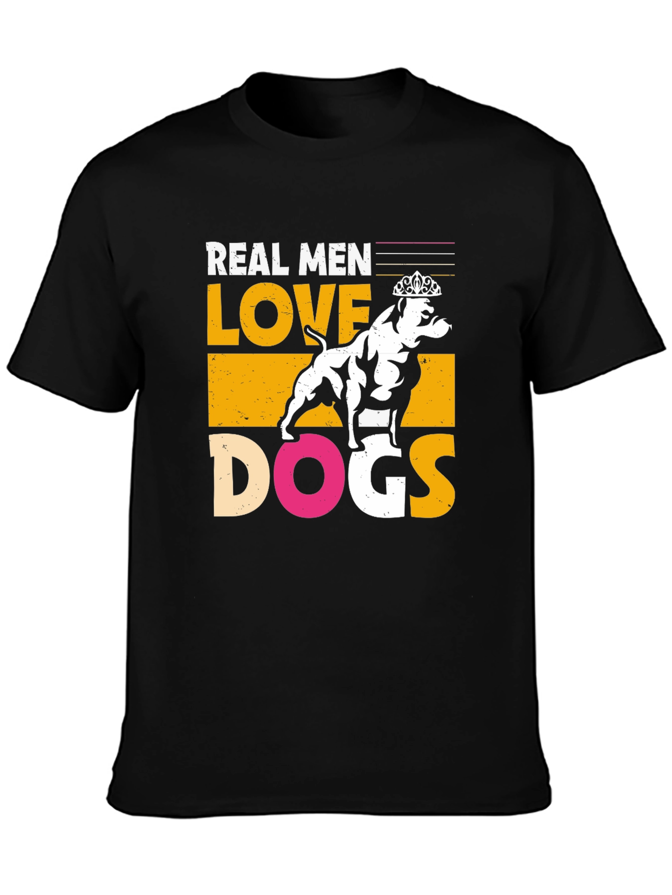 Real Men Love Dogs Graphic T-Shirt - Black