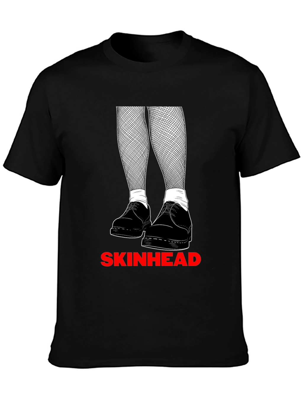 Skinhead Graphic Tee - Black Crew Neck T-Shirt