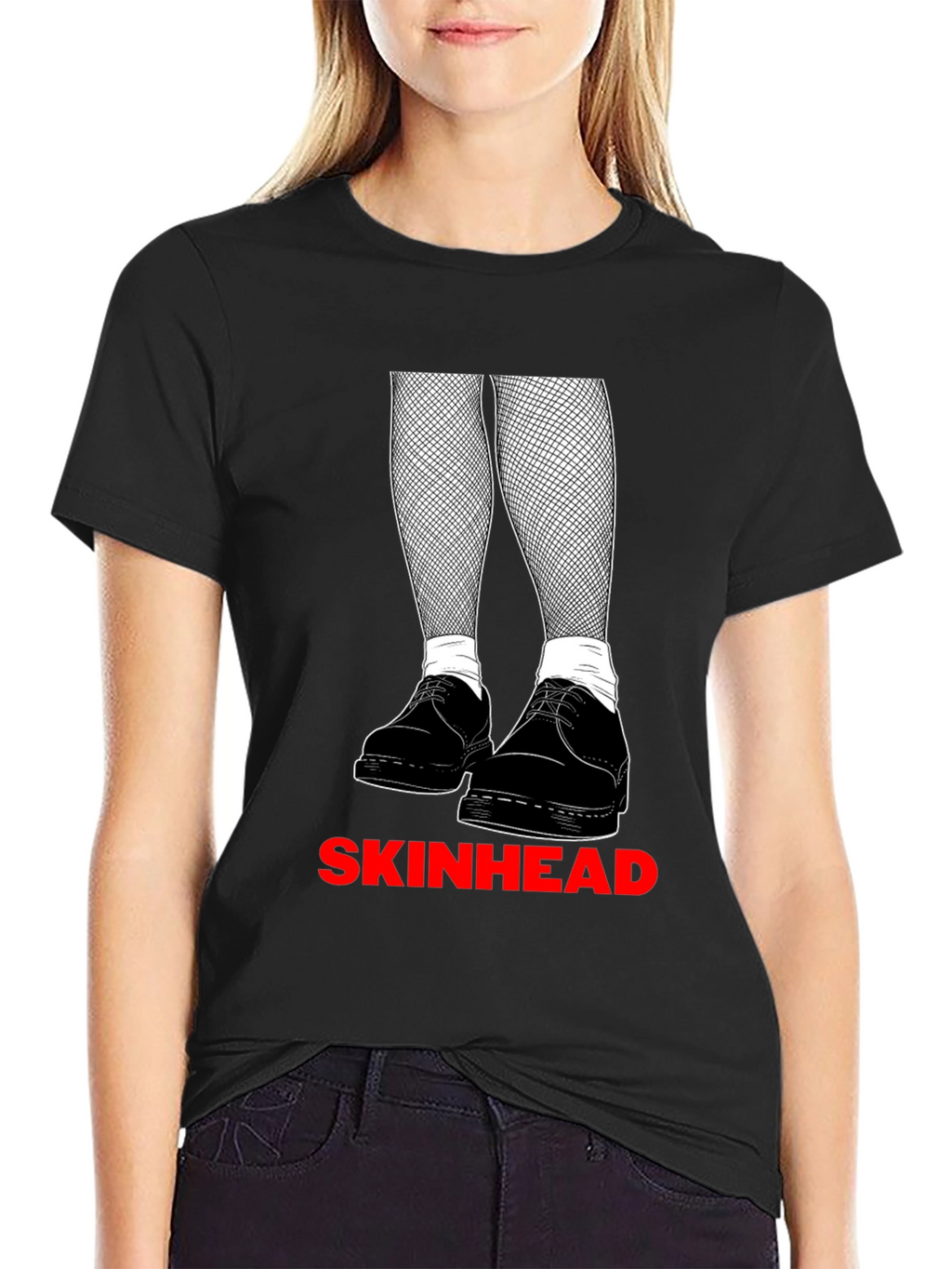 Skinhead Graphic Tee - Black Crew Neck T-Shirt