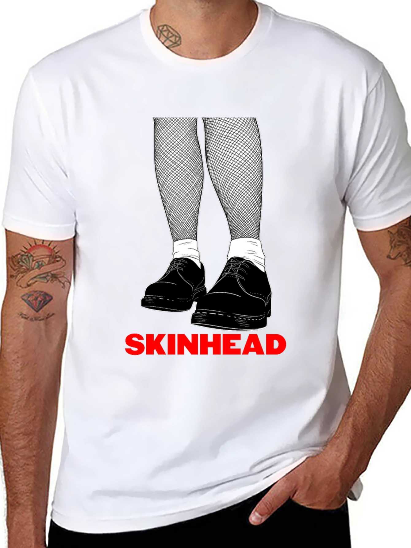 Skinhead Graphic Tee - Black Crew Neck T-Shirt