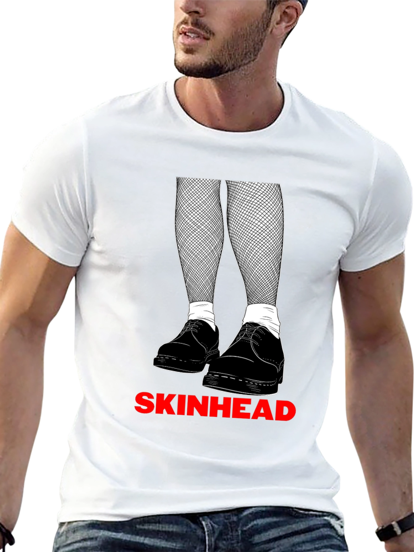 Skinhead Graphic Tee - Black Crew Neck T-Shirt