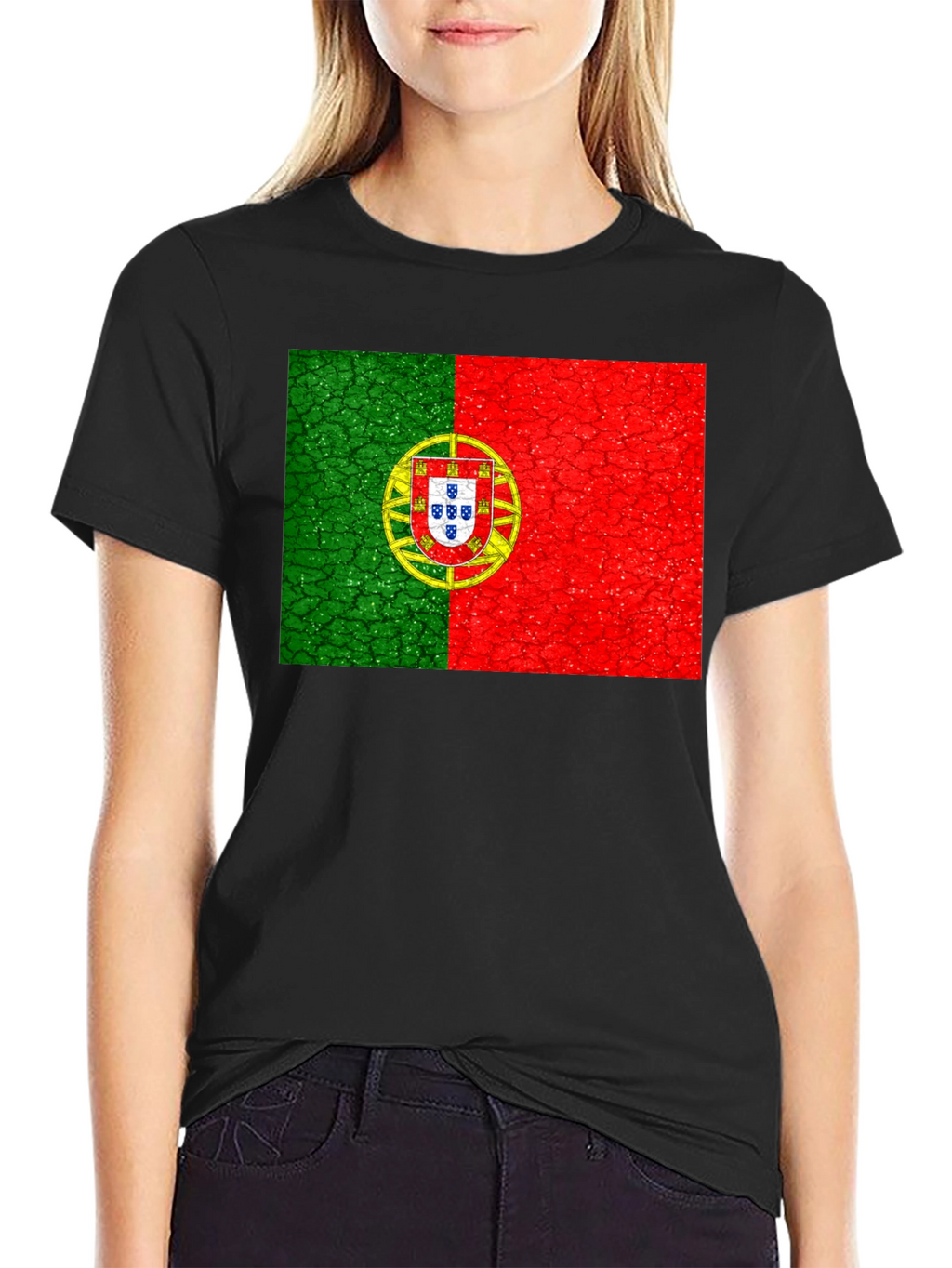 Portugal Flag Graphic T-Shirt - Black Tee