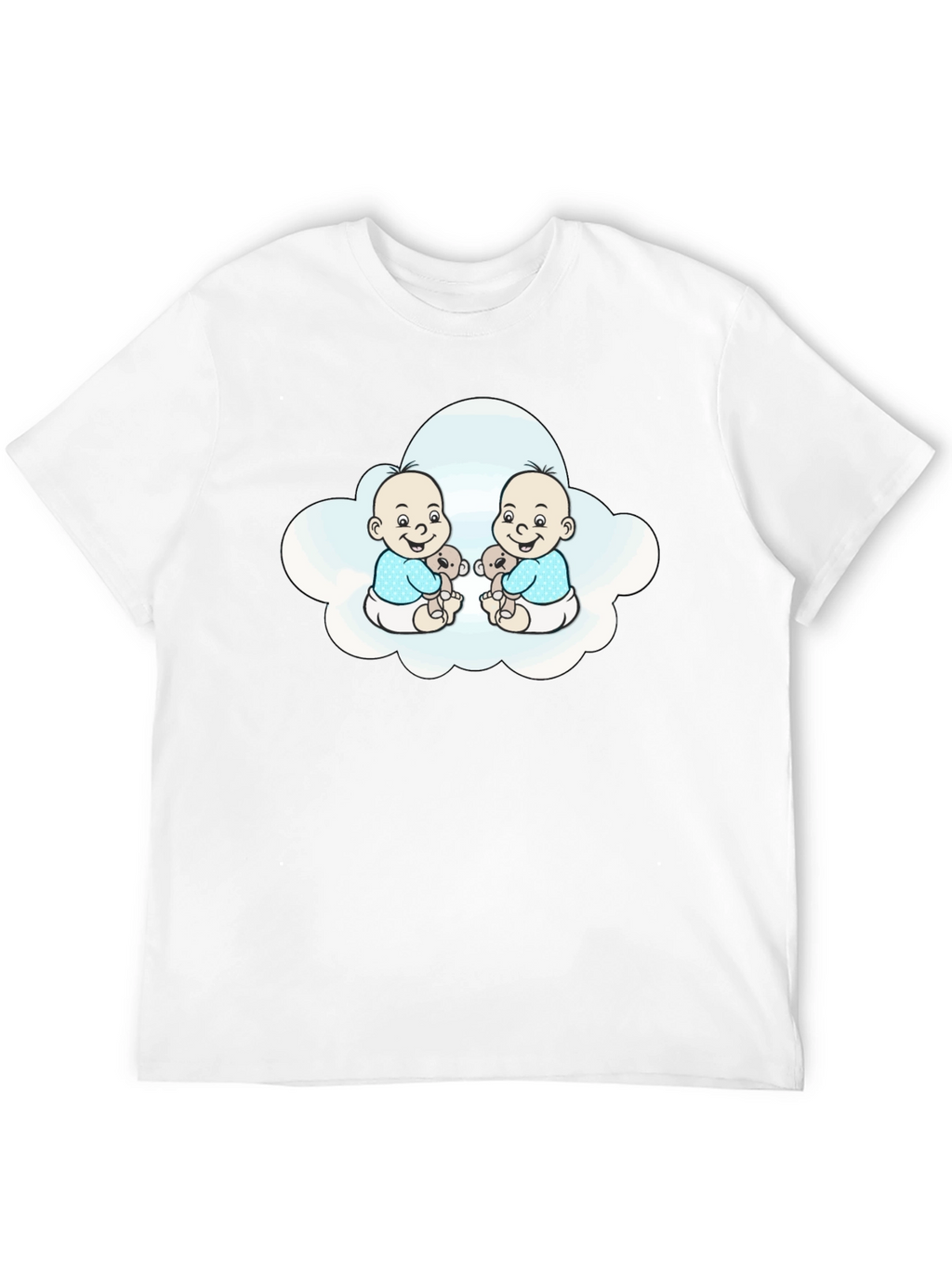 Cute Twin Babies in Cloud Black T-Shirt