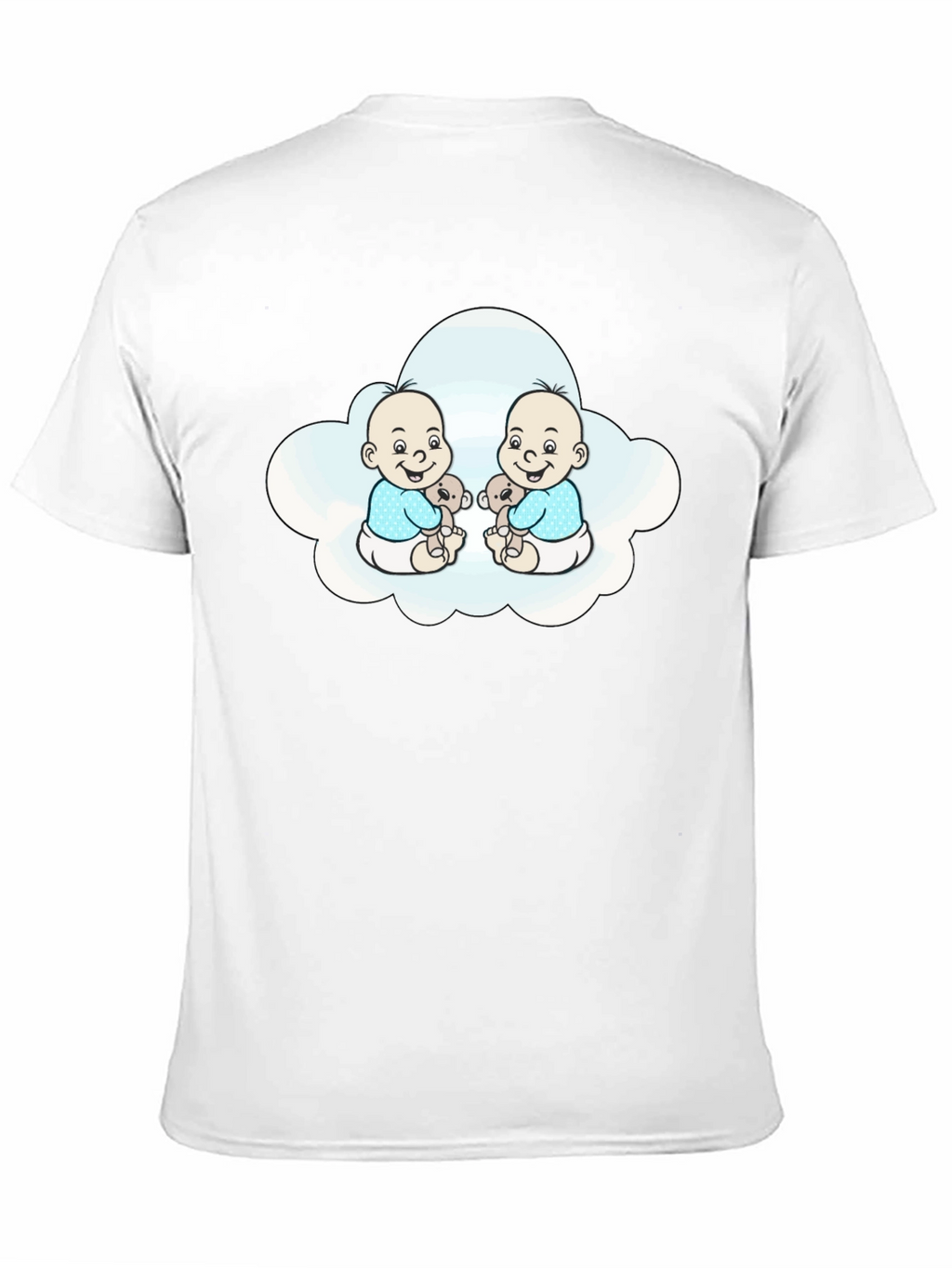 Cute Twin Babies in Cloud Black T-Shirt