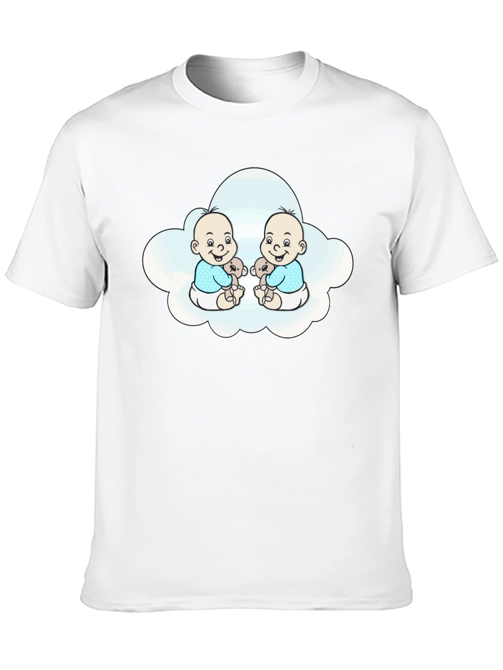 Cute Twin Babies in Cloud Black T-Shirt