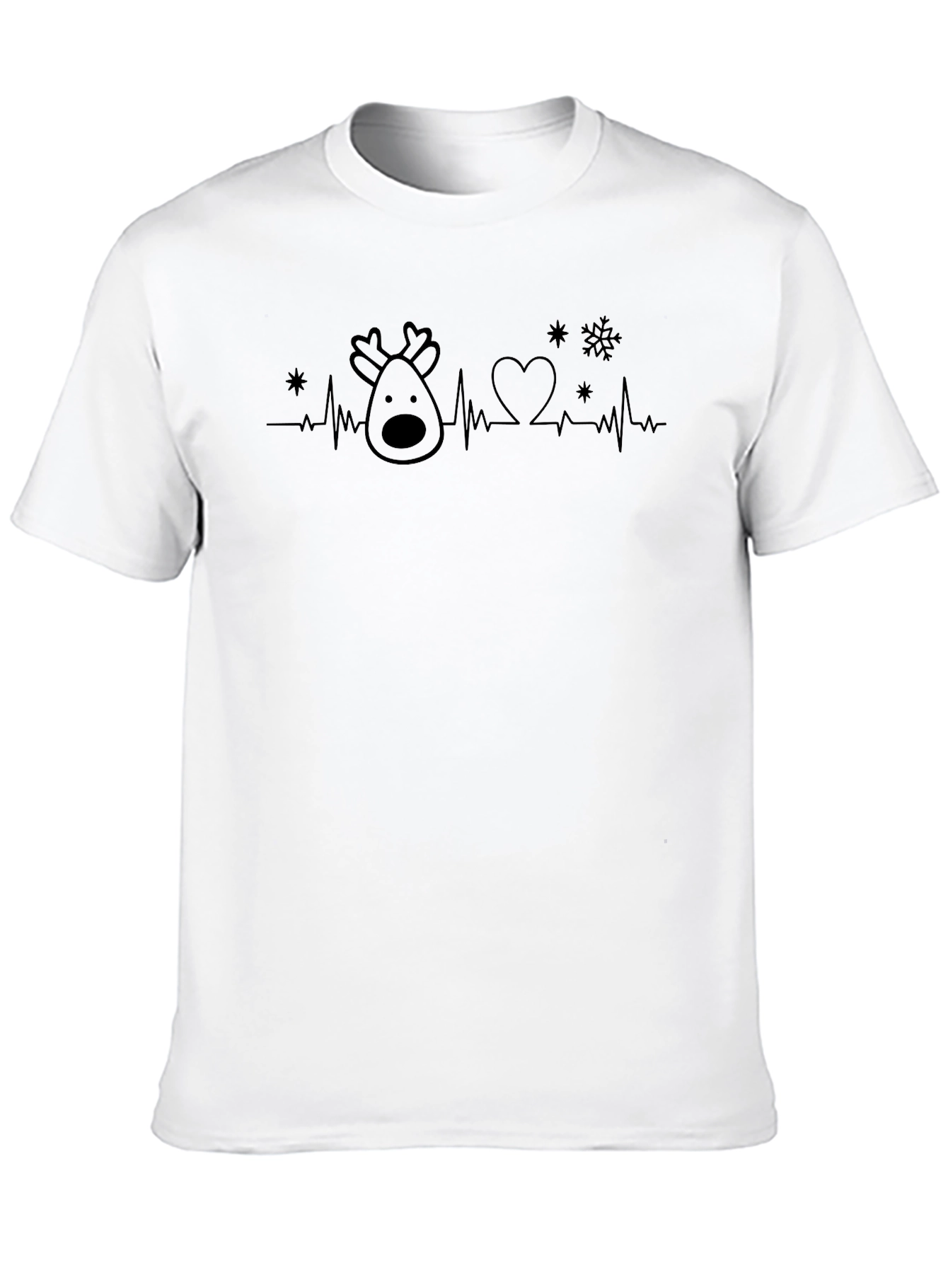 Christmas ECG Reindeer Heartbeat T-Shirt
