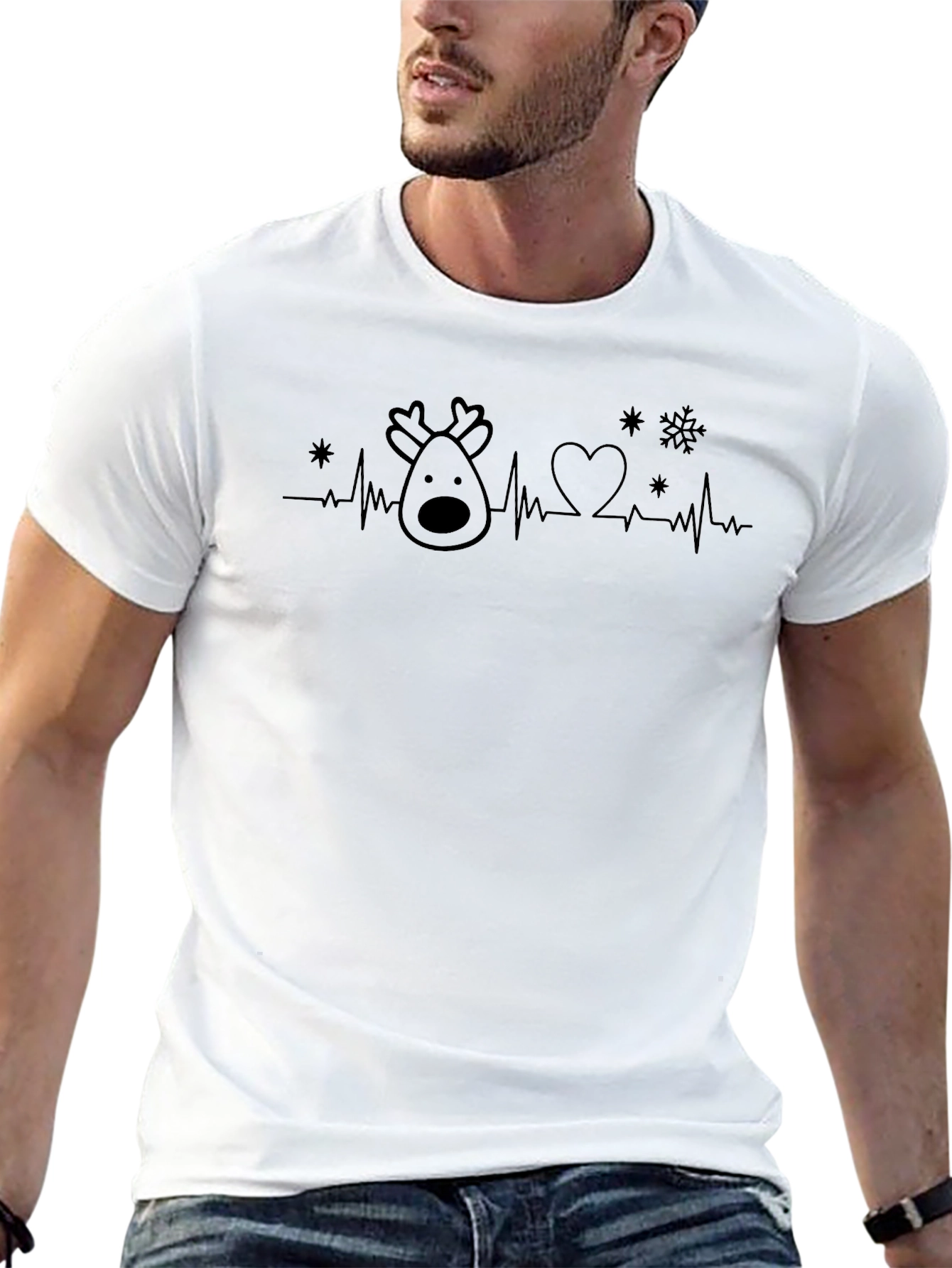 Christmas ECG Reindeer Heartbeat T-Shirt