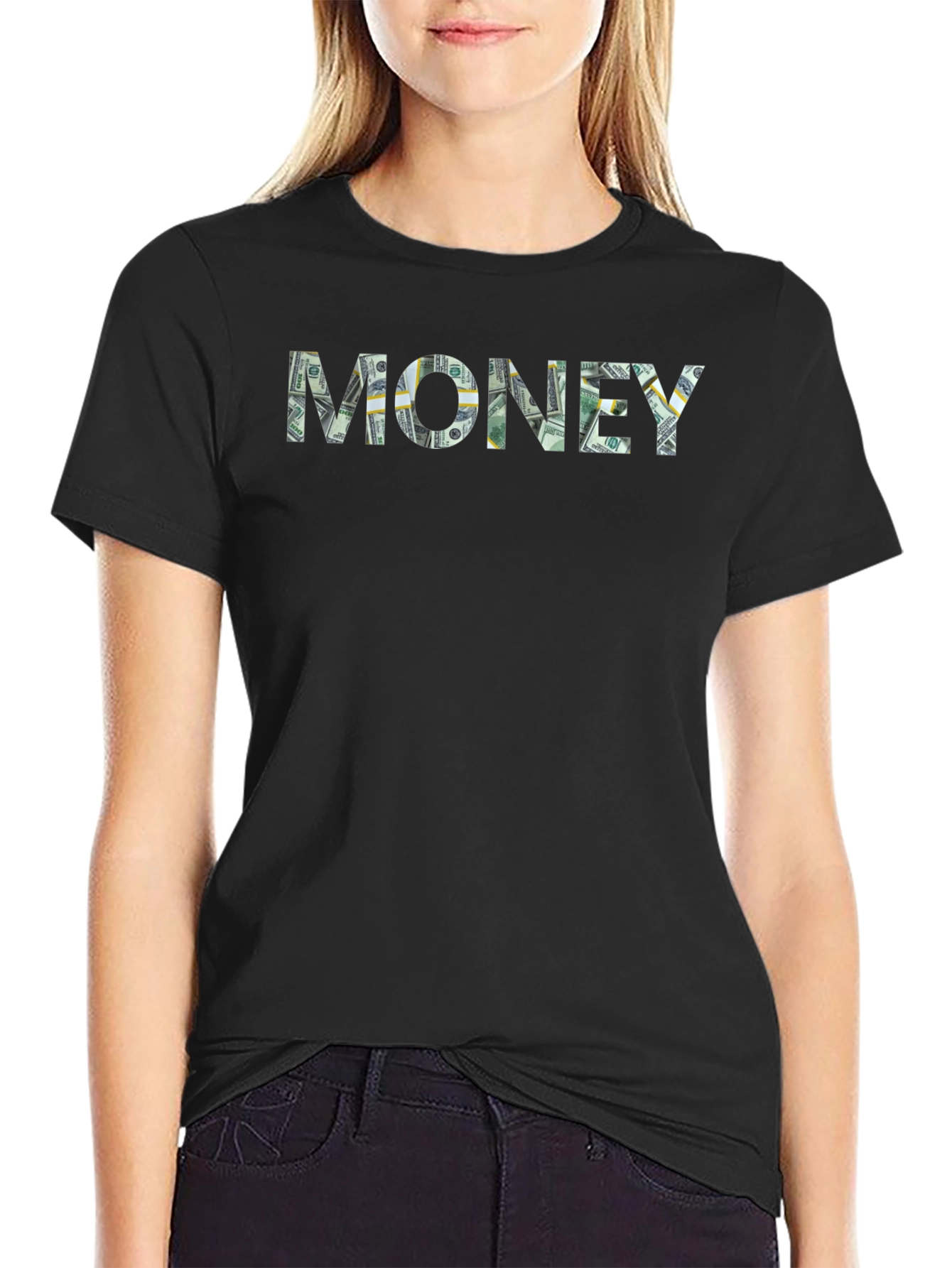 Money Print Black T-Shirt