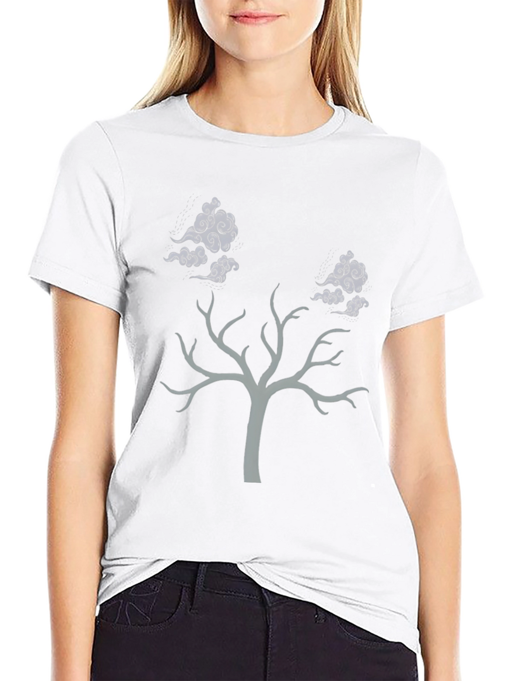 Tree and Clouds Graphic T-Shirt - Black