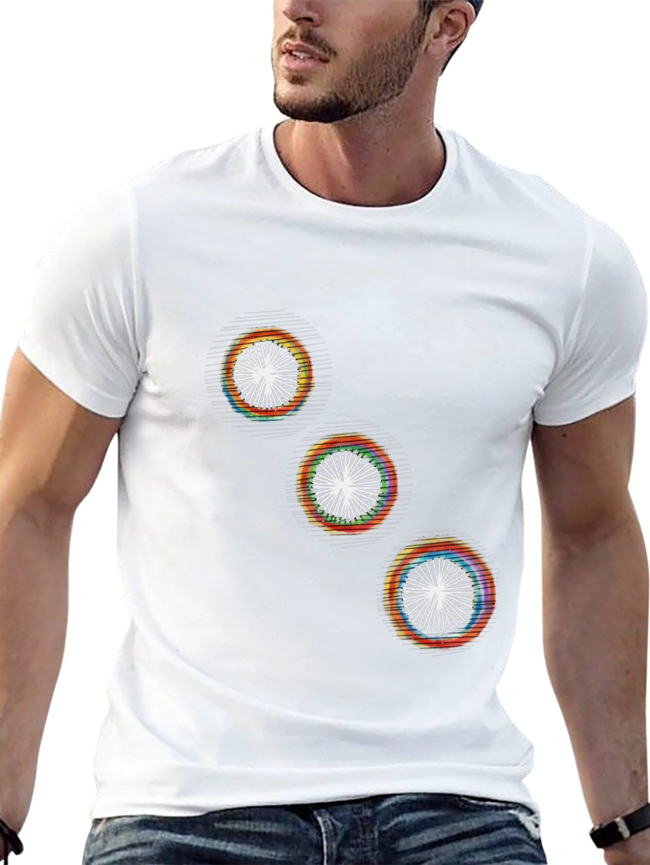 Modern Geometric Graphic Print Black T-Shirt