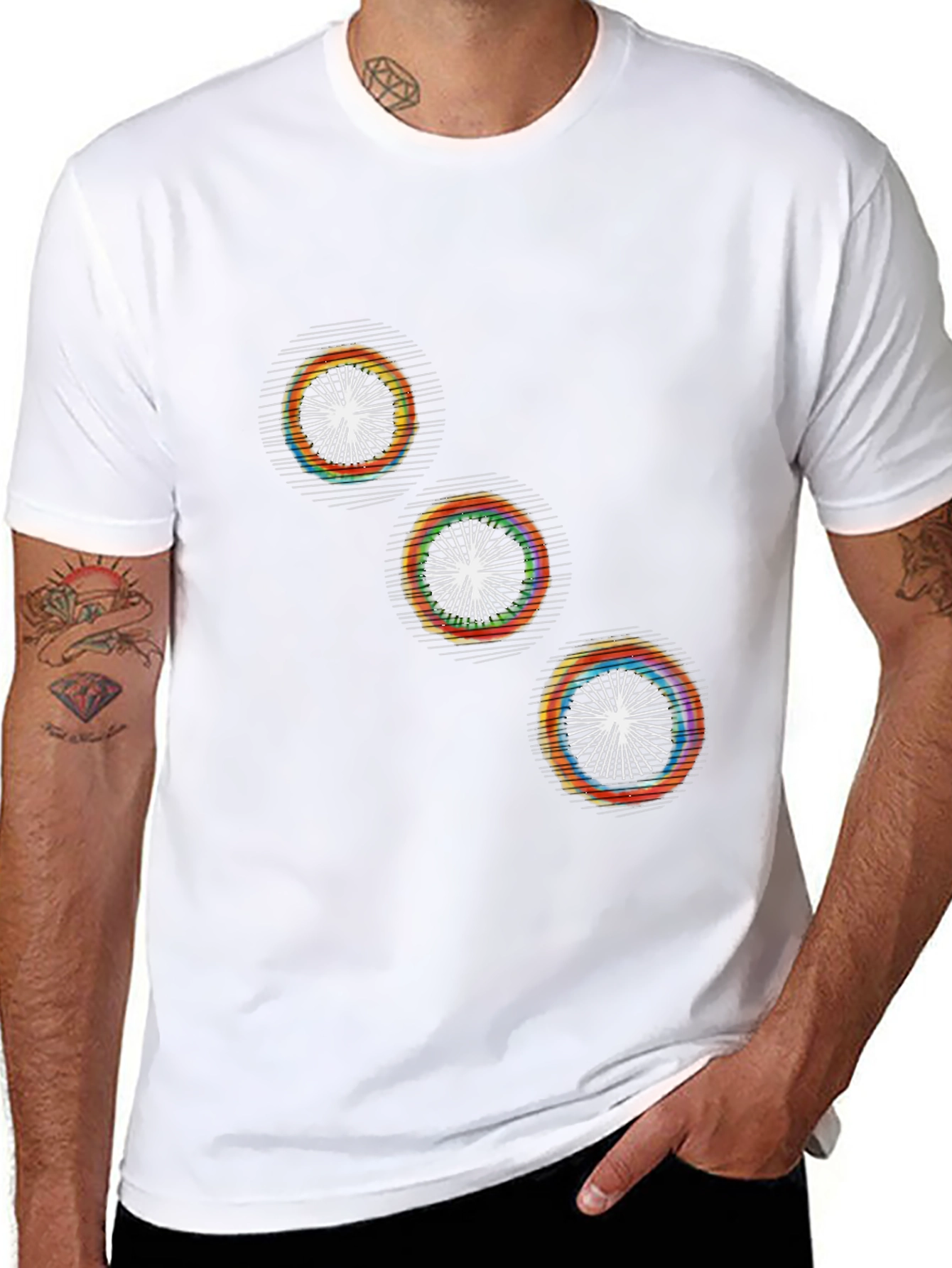Modern Geometric Graphic Print Black T-Shirt