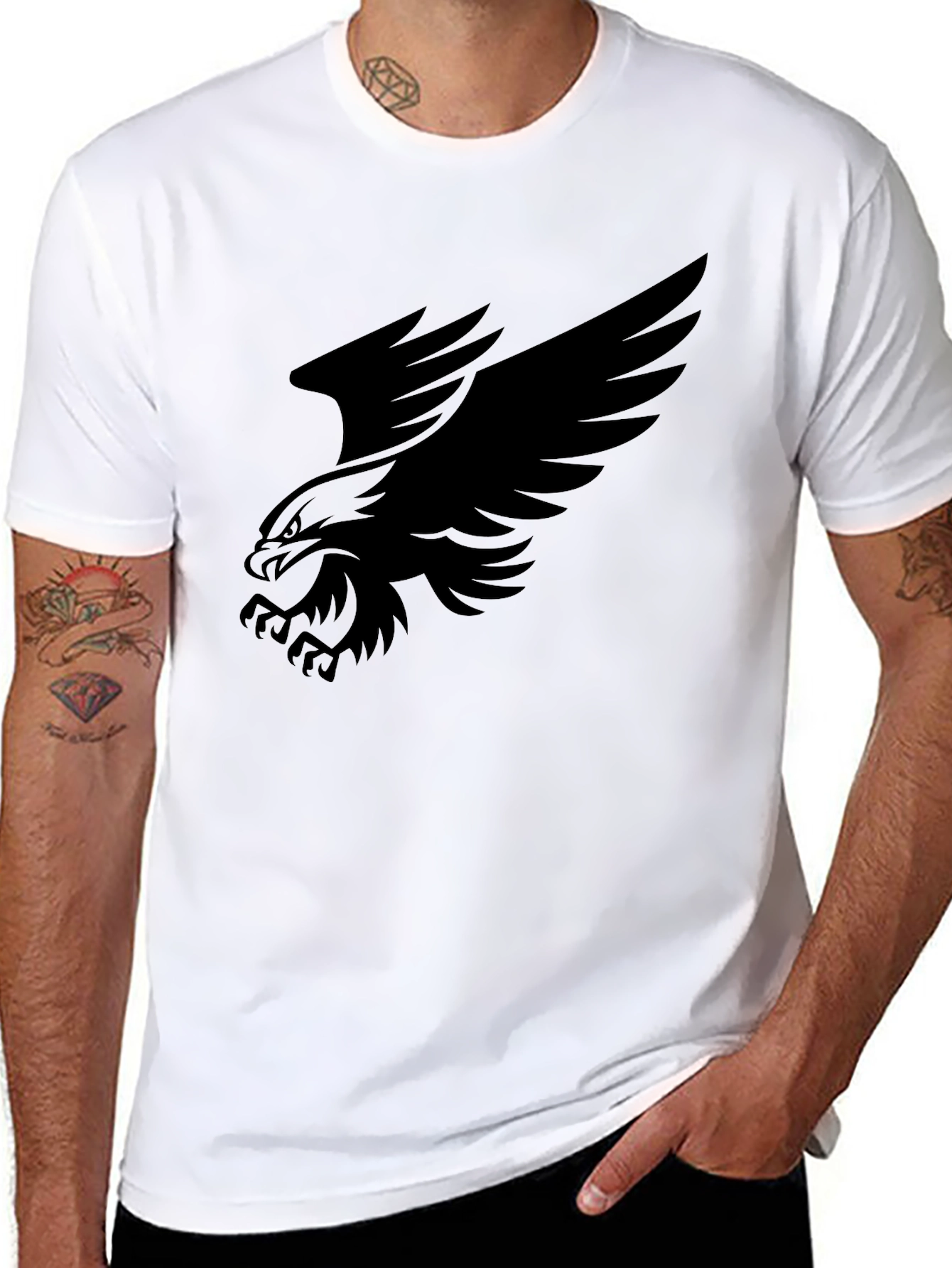 Bold Eagle Graphic Tee - Black Cotton Comfort
