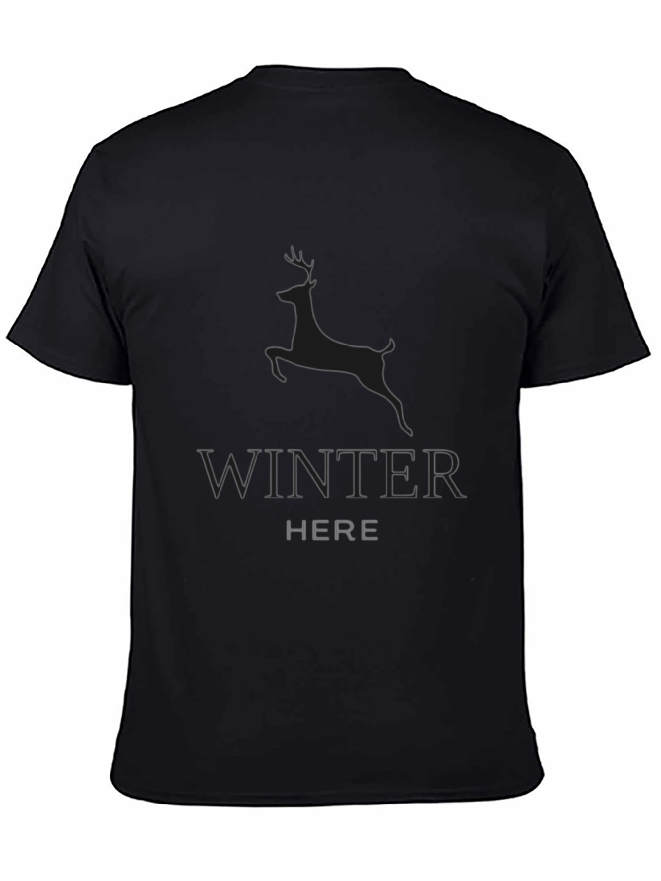 Winter Deer Graphic Tee - Black