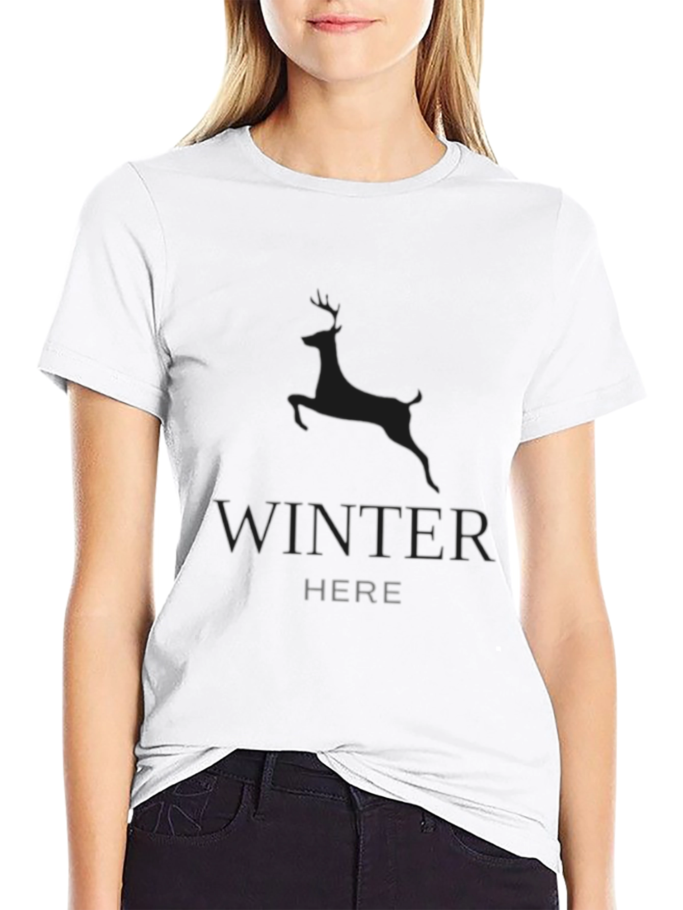 Winter Deer Graphic Tee - Black