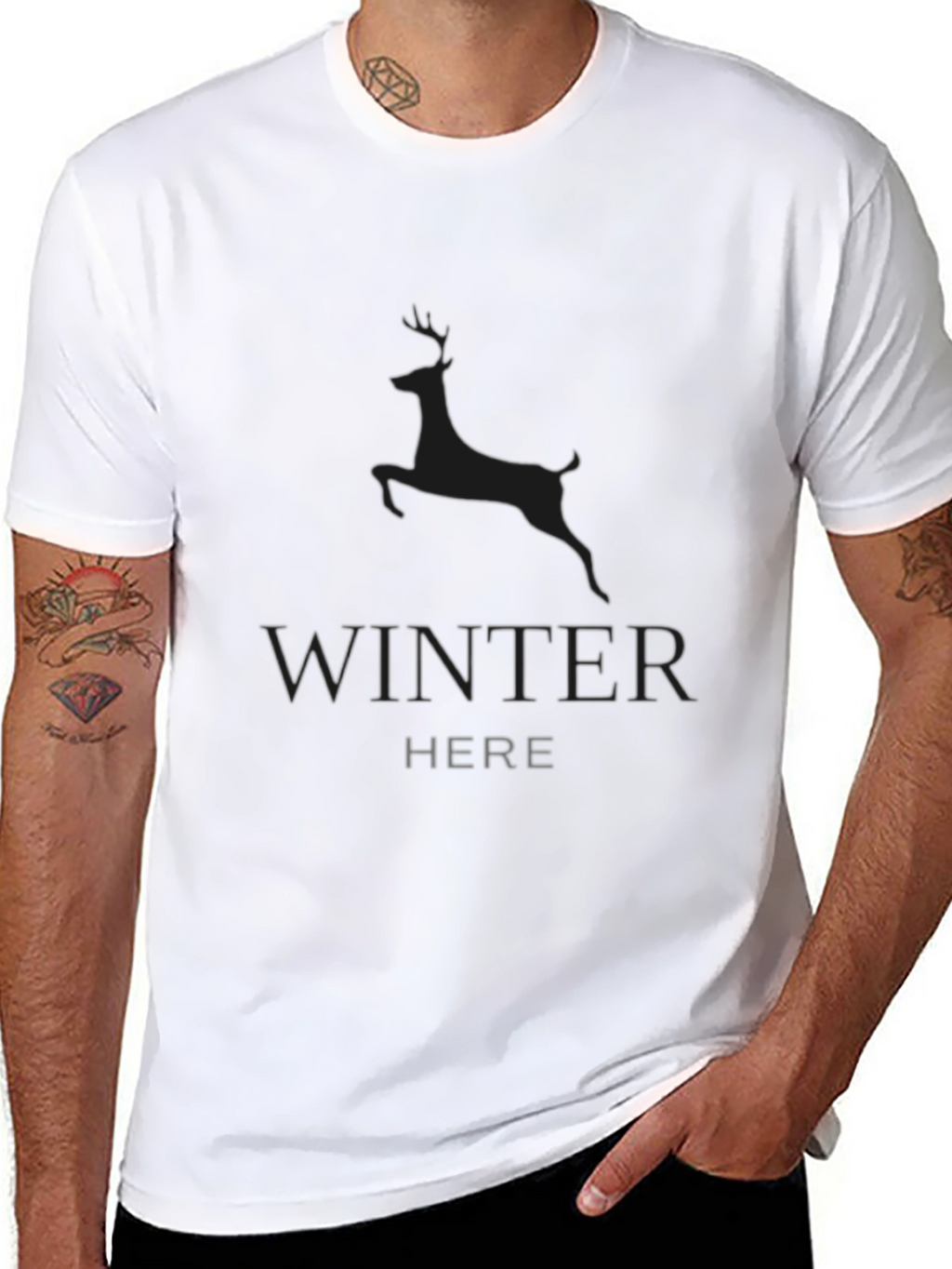 Winter Deer Graphic Tee - Black