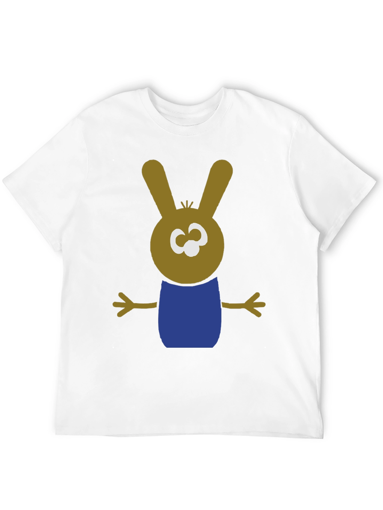 Cartoon Bunny Graphic Tee - Black Cotton Blend Shirt