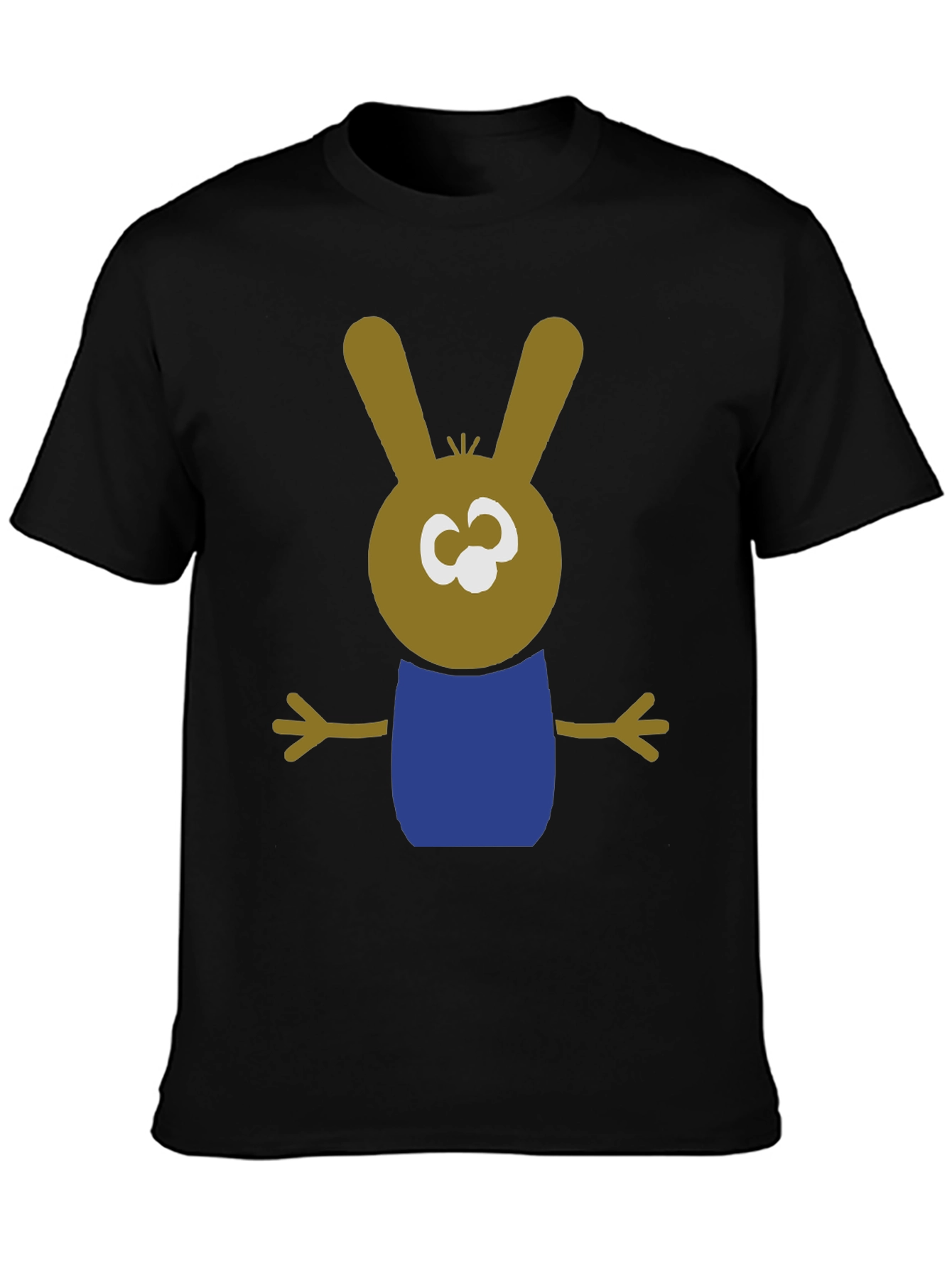 Cartoon Bunny Graphic Tee - Black Cotton Blend Shirt