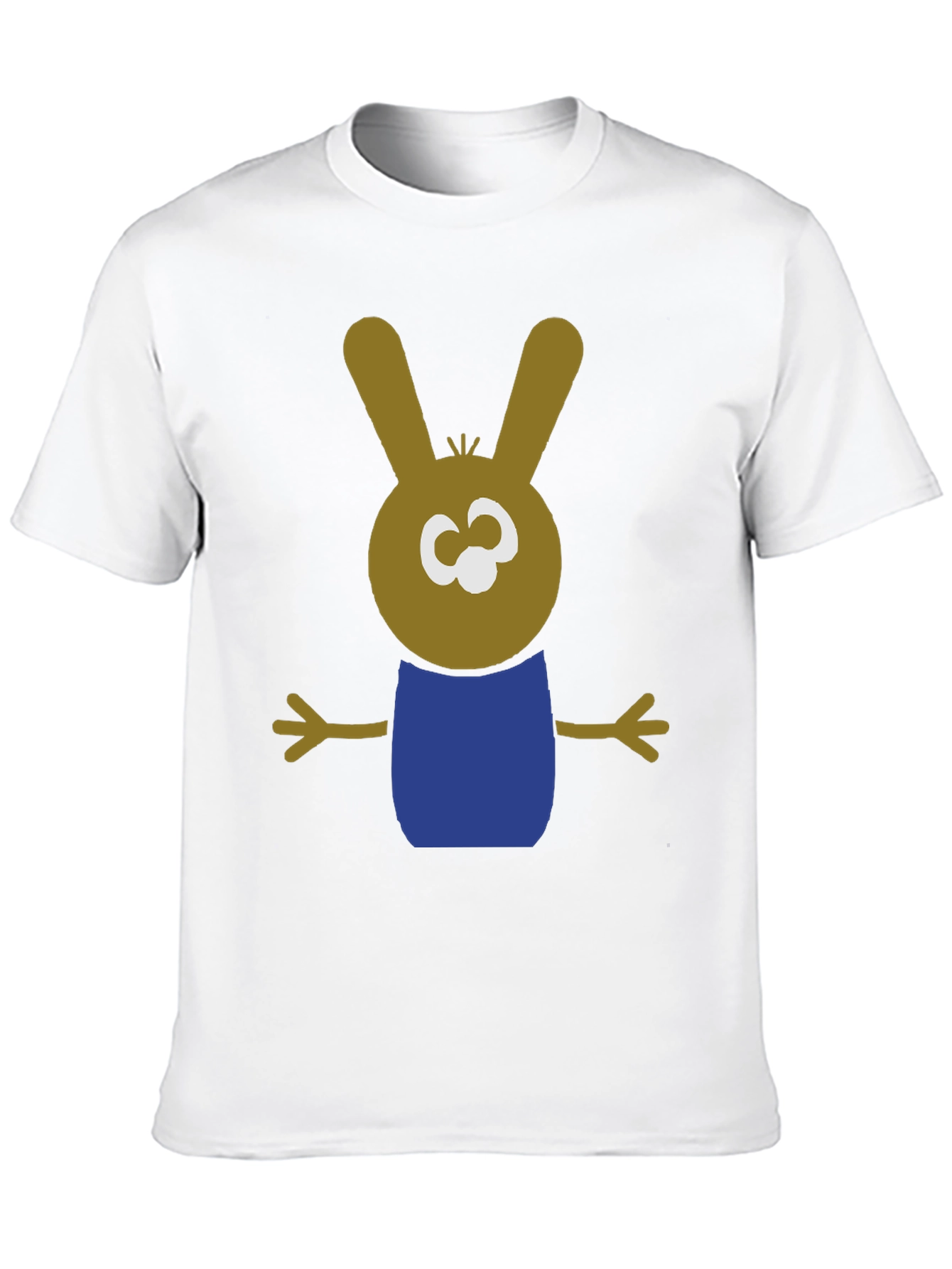 Cartoon Bunny Graphic Tee - Black Cotton Blend Shirt