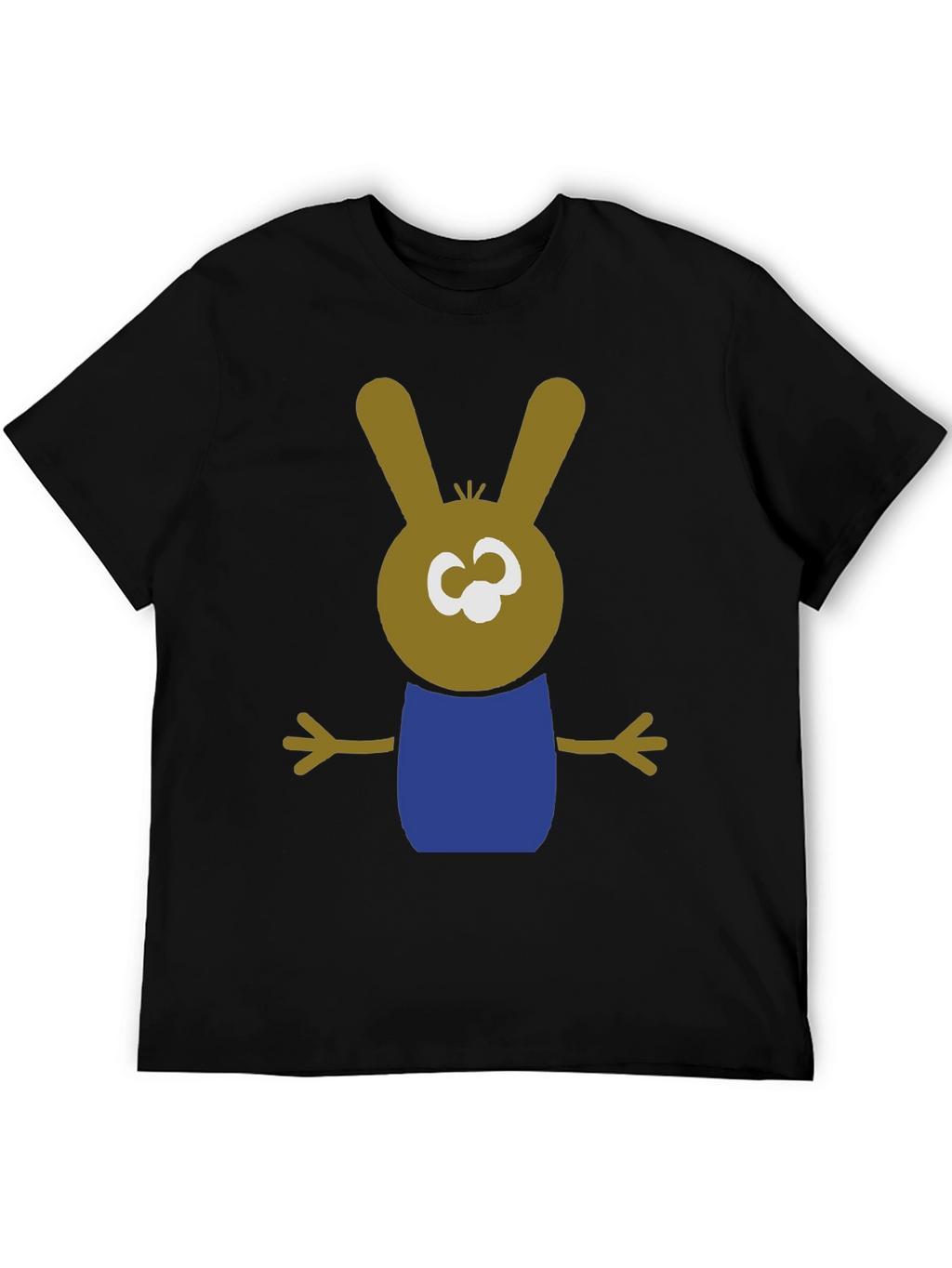 Cartoon Bunny Graphic Tee - Black Cotton Blend Shirt