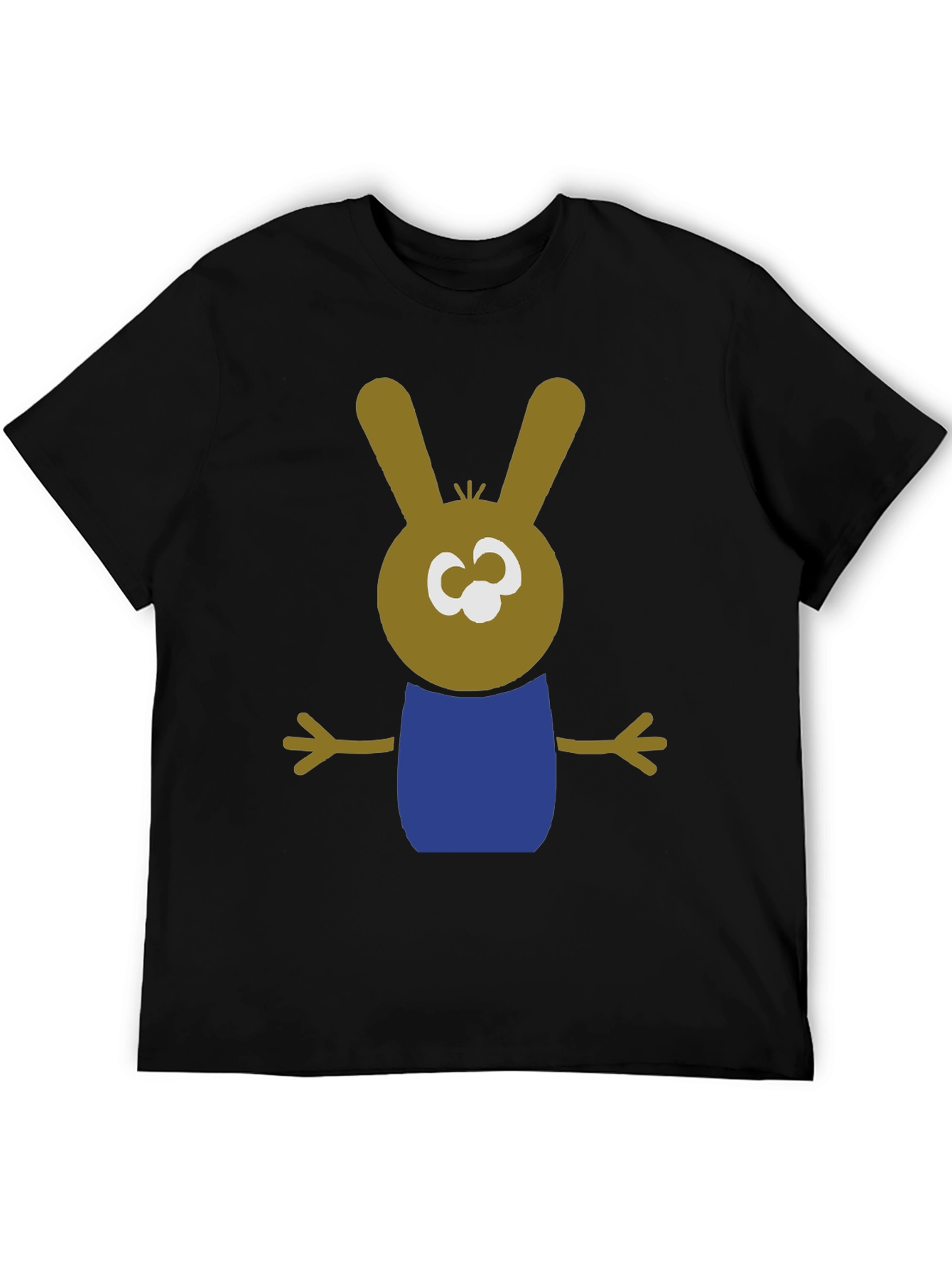Cartoon Bunny Graphic Tee - Black Cotton Blend Shirt