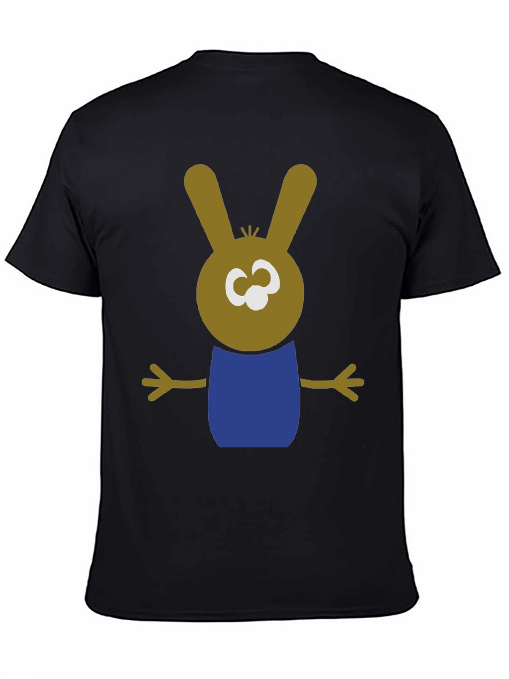 Cartoon Bunny Graphic Tee - Black Cotton Blend Shirt