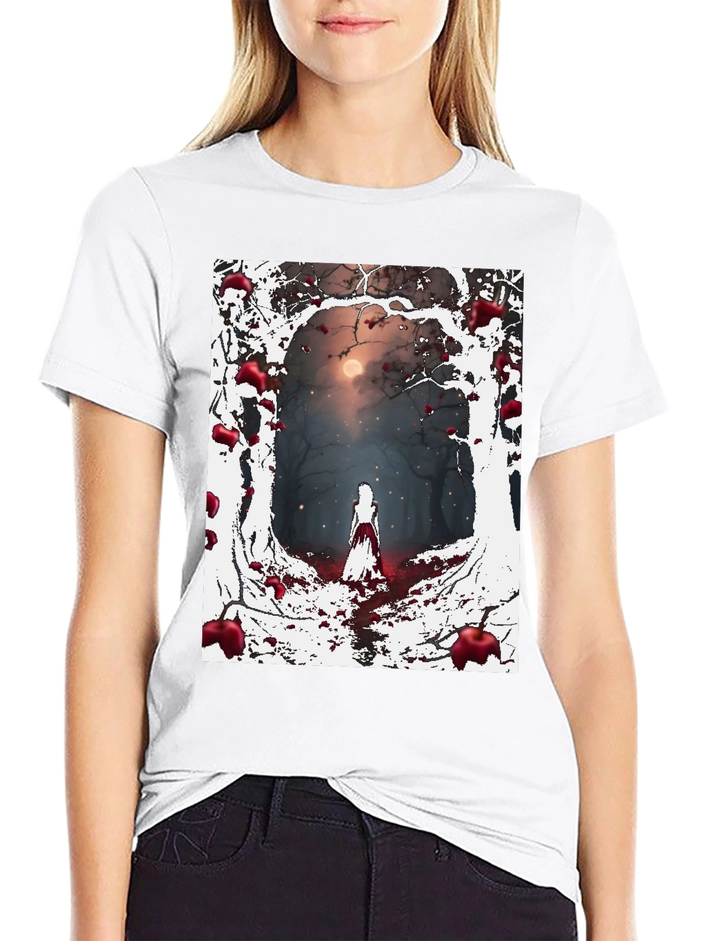 Spooky Forest Graphic Tee - Dark Fantasy Style