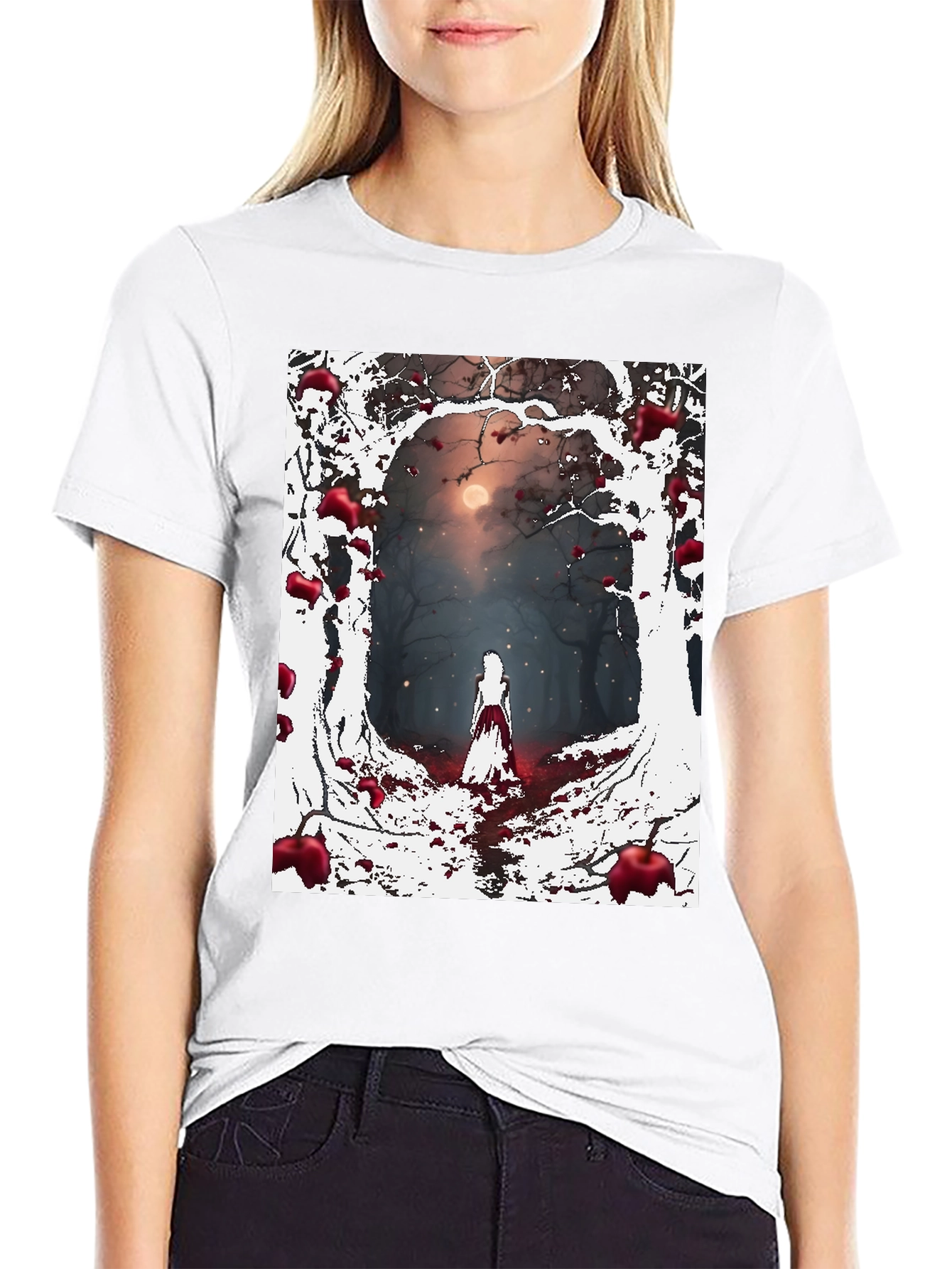 Spooky Forest Graphic Tee - Dark Fantasy Style