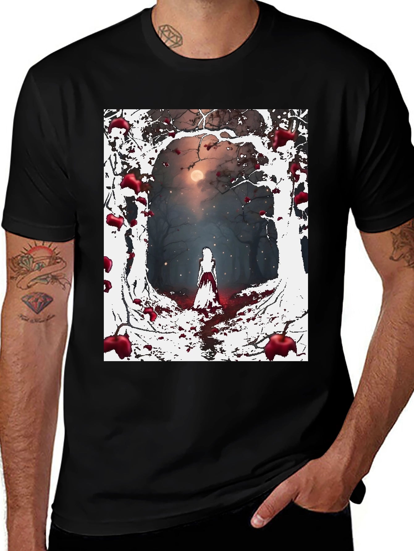 Spooky Forest Graphic Tee - Dark Fantasy Style