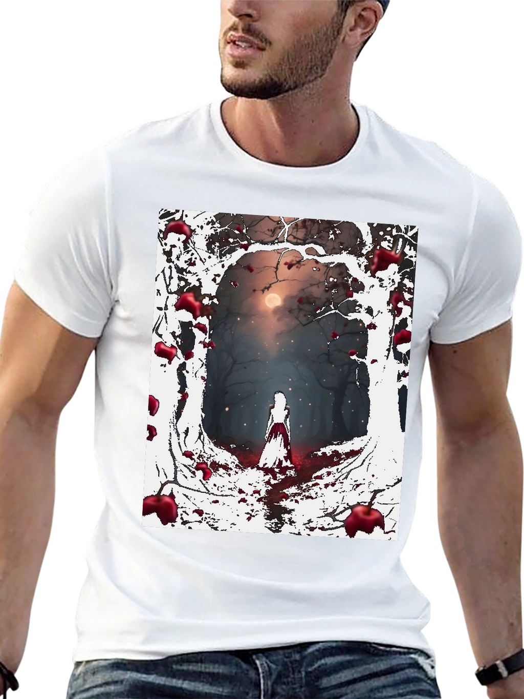 Spooky Forest Graphic Tee - Dark Fantasy Style