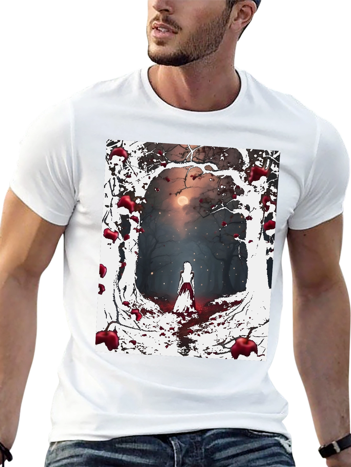 Spooky Forest Graphic Tee - Dark Fantasy Style