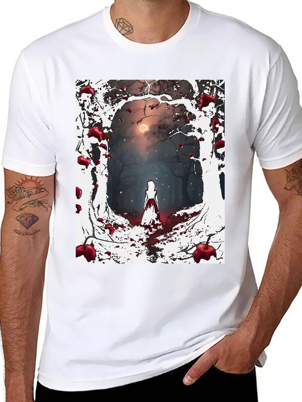 Spooky Forest Graphic Tee - Dark Fantasy Style