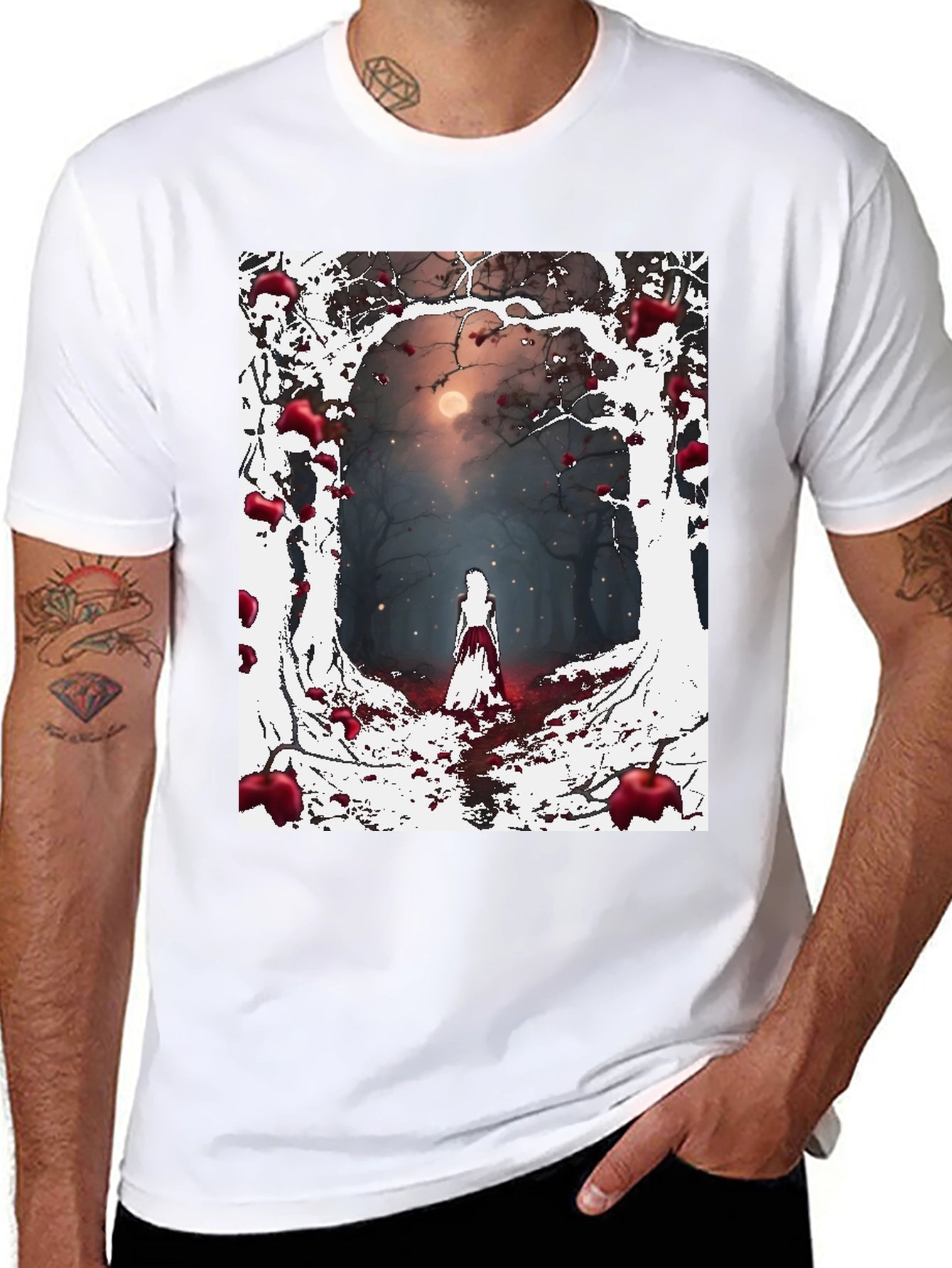 Spooky Forest Graphic Tee - Dark Fantasy Style