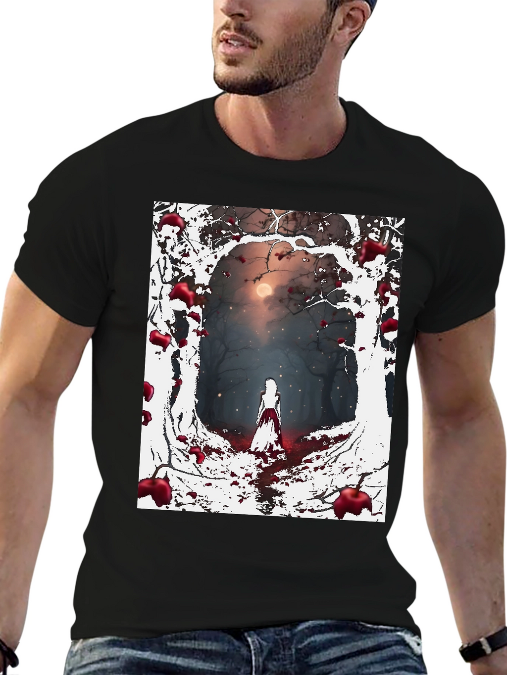 Spooky Forest Graphic Tee - Dark Fantasy Style