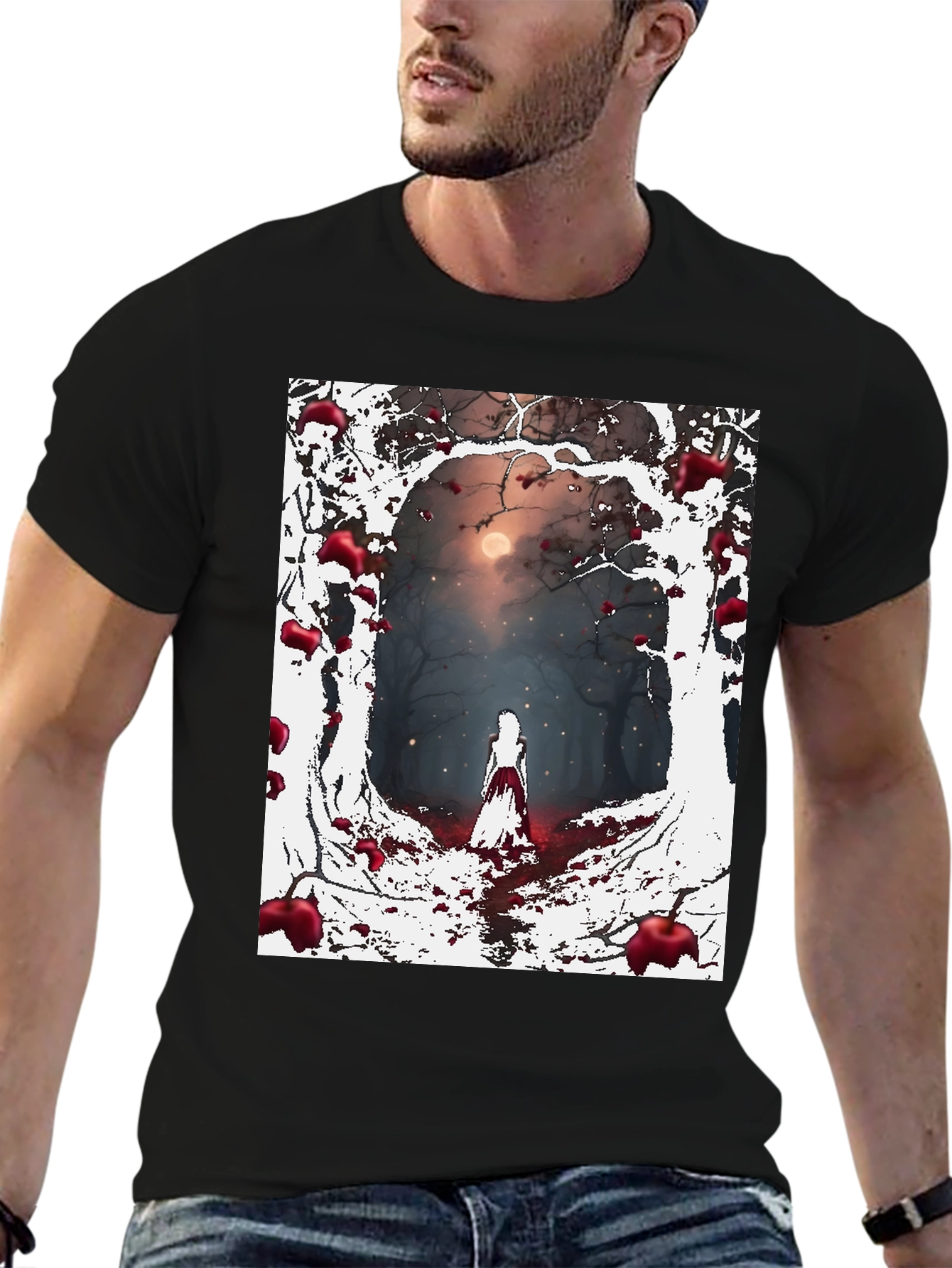Spooky Forest Graphic Tee - Dark Fantasy Style
