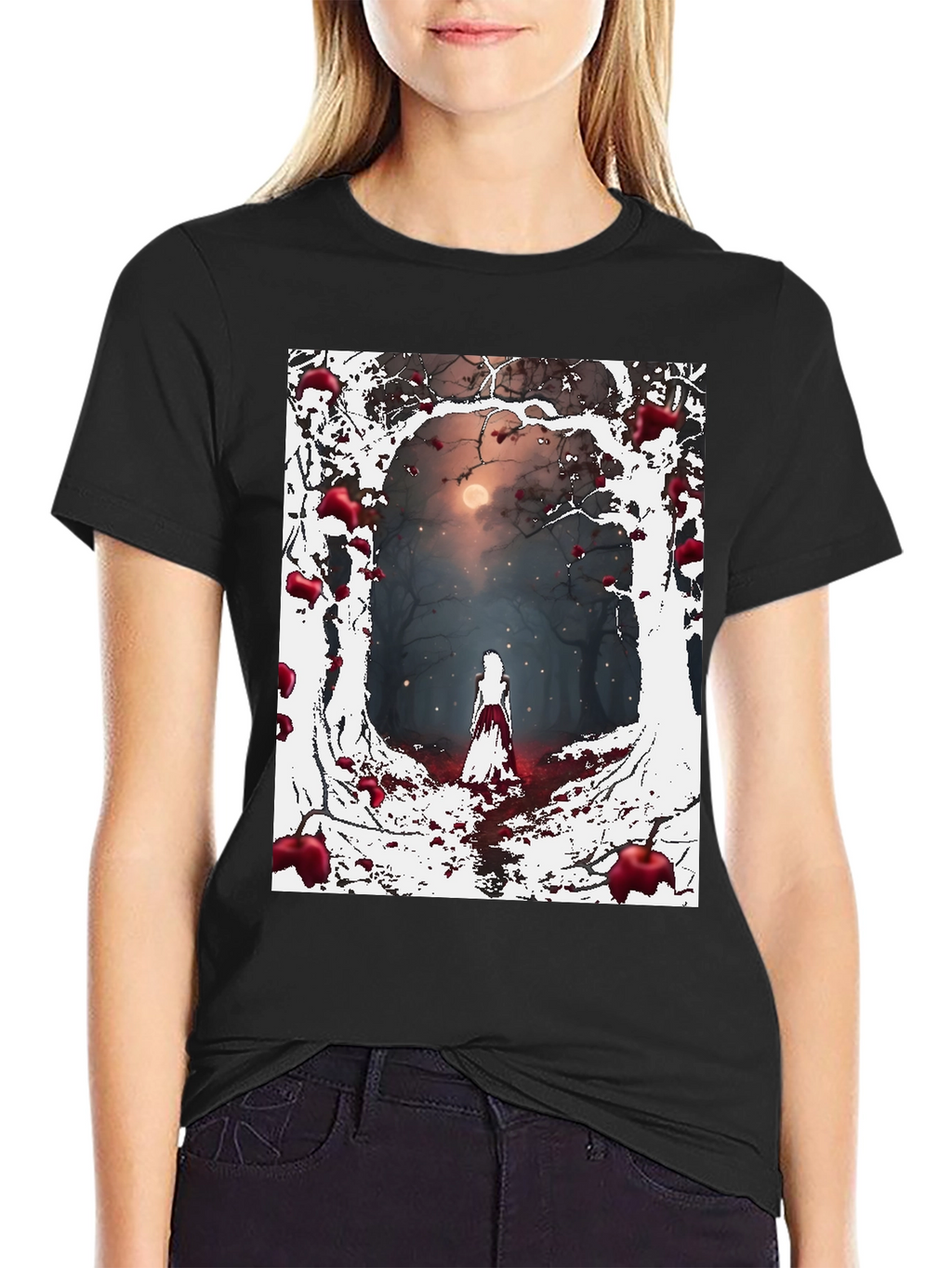 Spooky Forest Graphic Tee - Dark Fantasy Style