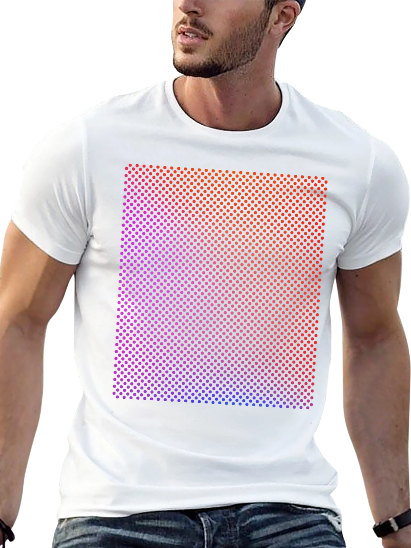 Gradient Dot Matrix Graphic Tee - Modern Style Shirt