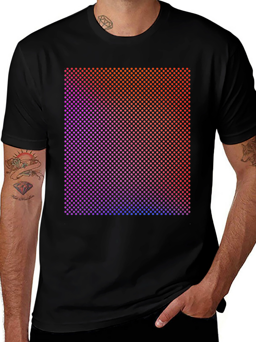 Gradient Dot Matrix Graphic Tee - Modern Style Shirt